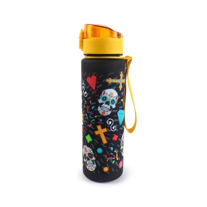 Kulacs 600ml, Csőrös, Ütésálló - Day of the Dead - Mexikói Koponyák