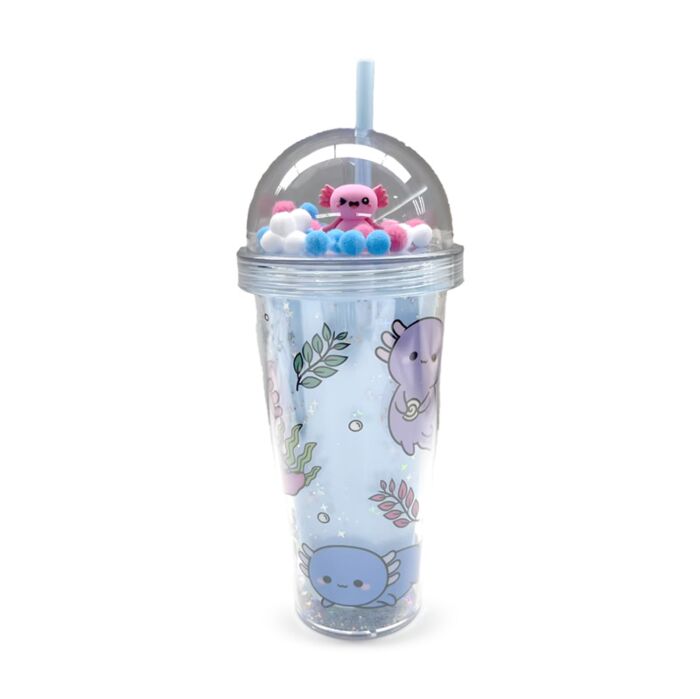 Pohár Pomponos Tetővel és Szívószállal - Maddie, az Axolotl - Édes Állatok