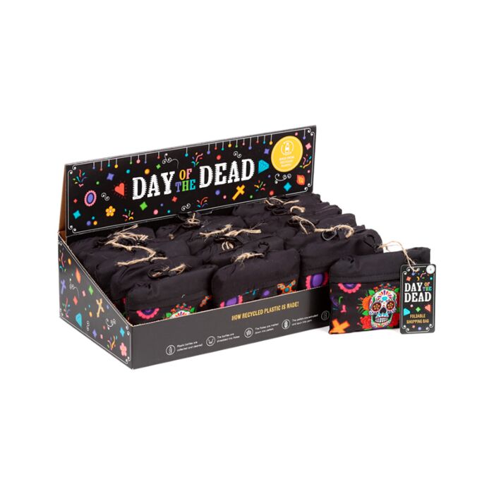 Bevásárlótáska, Összehajtható - Day of the Dead - Mexikói Koponyák (RPET)