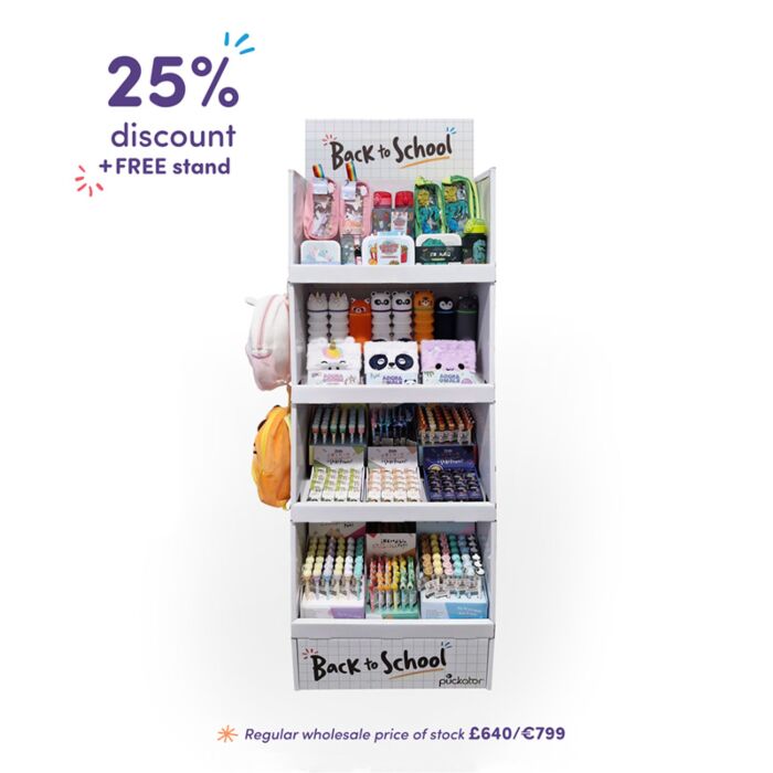 Szabadon Álló Display Hozzávaló Termékekkel, 4 Polc - Írószer/Iskolai Eszközök