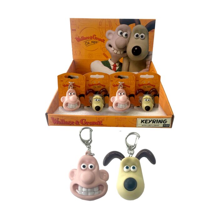 Kulcstartó Hanggal, Műanyag, LED-es - Wallace & Gromit