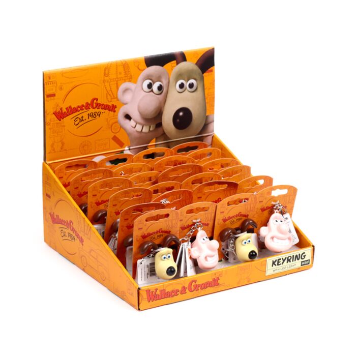 Kulcstartó Hanggal, Műanyag, LED-es - Wallace & Gromit
