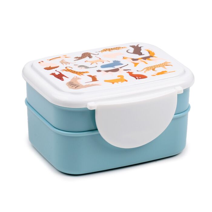 Bento Ételhordó Doboz Evőeszközökkel, Pattintós Tető - Feline Fine Macskafalka