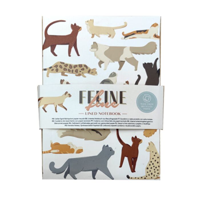 Vonalas Notesz A5, Újrahasznosított Papír - Feline Fine Macskafalka