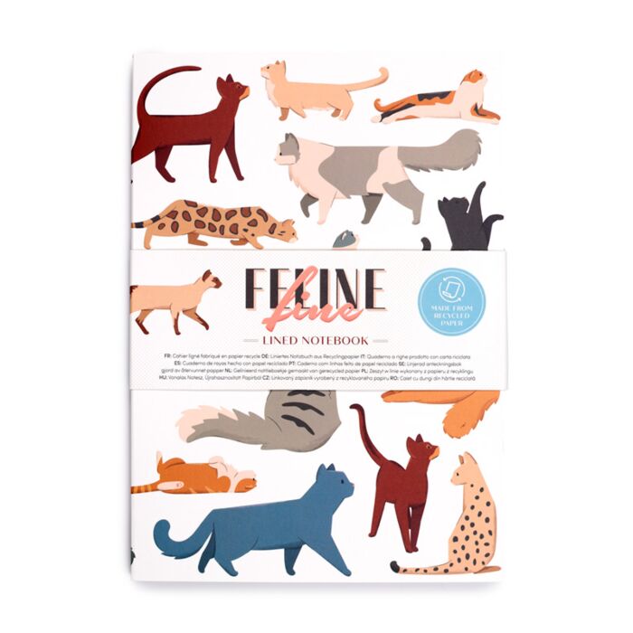 Vonalas Notesz A5, Újrahasznosított Papír - Feline Fine Macskafalka