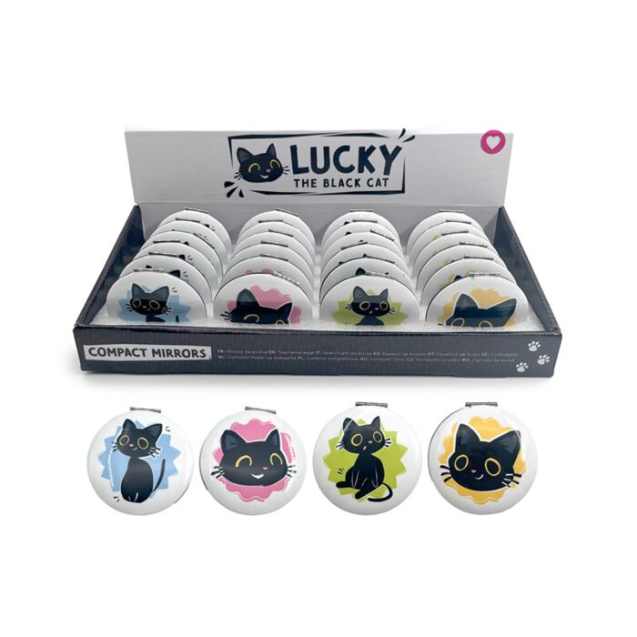 Kompakt Tükör, Fém - Lucky, a Fekete Macska
