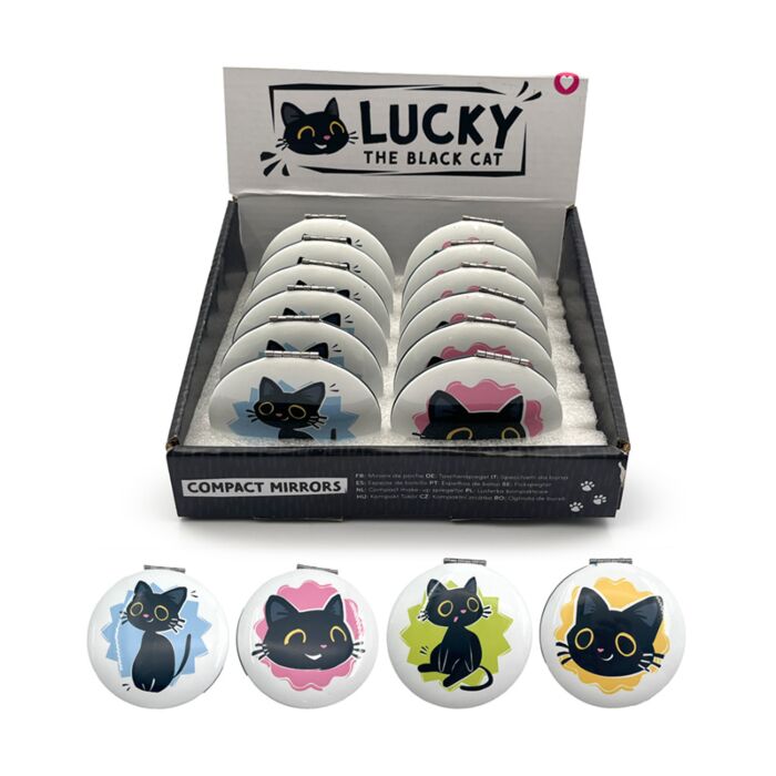 Kompakt Tükör, Fém - Lucky, a Fekete Macska