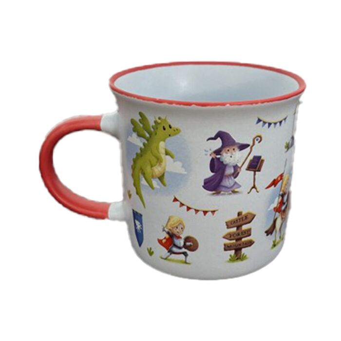 Lekerekített Peremű Bögre, Porcelán - Lovagok & Sárkányok