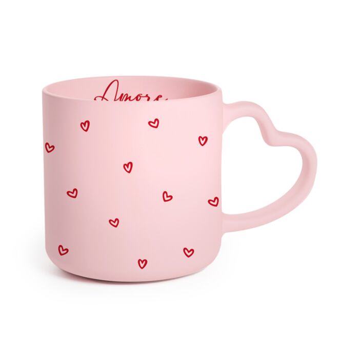 Bögre, Porcelán - Szív Formájú Füllel - Szívek - Amore