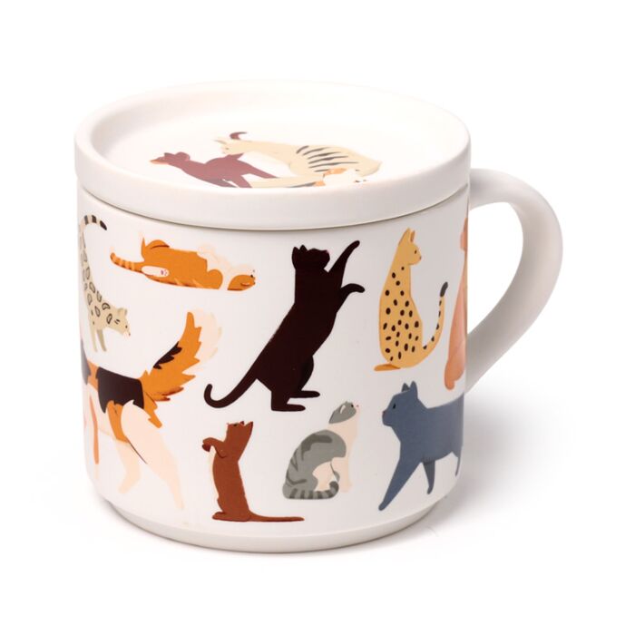 Bögre és Alátét/Fedél Szett - Feline Fine Macskafalka