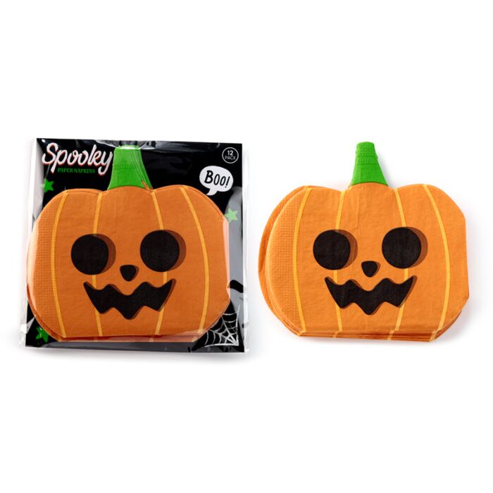 3 Rétegű Szalvéta Csomag, 12 db, Halloween - Tök Forma - Kísérteties
