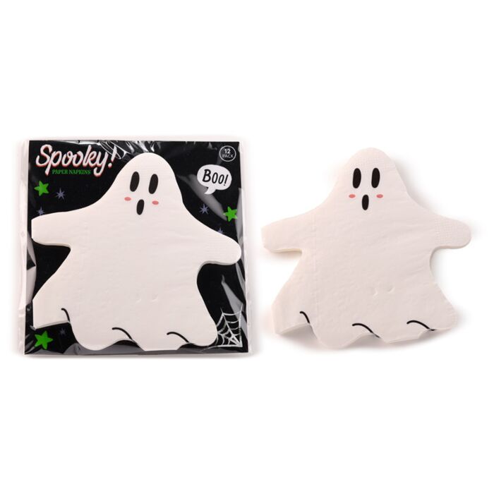 3 Rétegű Szalvéta Csomag, 12 db, Halloween - Szellem Forma - Kísérteties