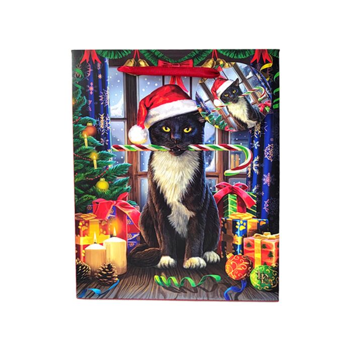 Ajándéktasak 17x9x23cm, Karácsonyi - Karácsonyi Krampusz Macska - Lisa Parker