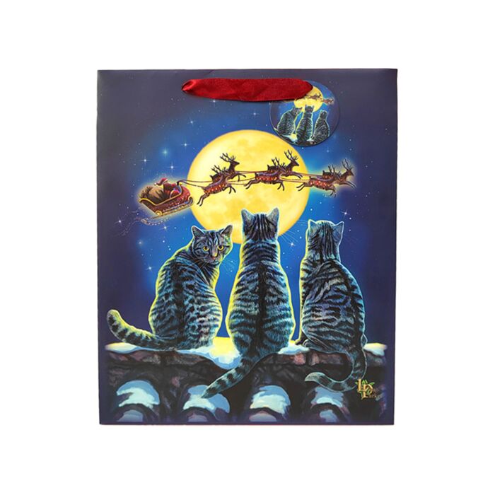 Ajándéktasak 26x12x33cm, Karácsonyi - Karácsonyi Macskák - Lisa Parker