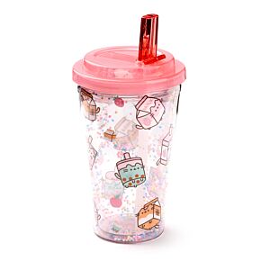 Pohár Tetővel és Szívószállal - Pusheen Macska & Italok