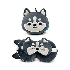 Utazópárna Szemmaszkkal, Plüss RELAXEAZZZ - Luna, a Husky - Hegyi Állatok