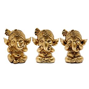 Arany Ganesh Szett, 3 db-os - Nem Látok, Nem Hallok, Nem Beszélek
