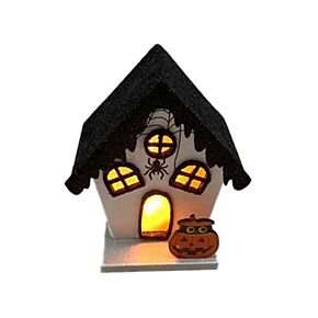 Dekor Házikó, Halloweeni, LED-es - Fekete - Kísérteties Tök & Pók