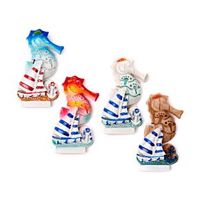 Hűtőmágnes, Tengerpart - Tengeri Csikóhal Formájú - Vitorlás Hajó & Vasmacska Hűtőmágnes, Tengerpart - Tengeri Csikóhal Formájú - Vitorlás Hajó & Vasmacska