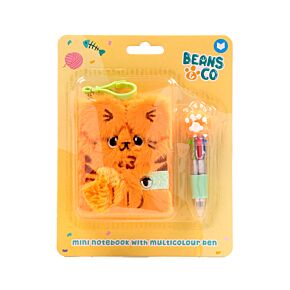 Mini Plüss Napló, A7 & Sokszínű Toll (4 Szín) Szett - Beans & Társai Macskák