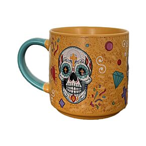 Bögre, Porcelán - Nagy - Day of the Dead - Mexikói Koponyák
