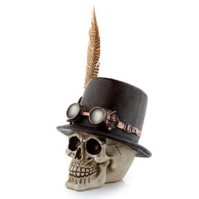 Dekor Koponya - Steampunk Koponya Keménykalapban és Tollal
