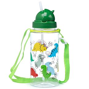 Kulacs Szívószállal 450ml, Gyerekeknek, Ütésálló -  Junior - Dinoszaurusz Világ