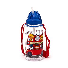 Kulacs Szívószállal 450ml, Gyerekeknek, Ütésálló - Édes Állatok London Buszon