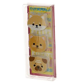 Radír Szett, 3 db-os - Mopsz, Macska, Shiba Inu Kutya