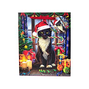 Ajándéktasak 17x9x23cm, Karácsonyi - Karácsonyi Krampusz Macska - Lisa Parker