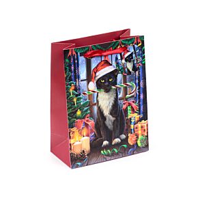 Ajándéktasak 17x9x23cm, Karácsonyi - Karácsonyi Krampusz Macska - Lisa Parker