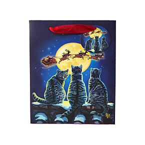 Ajándéktasak 17x9x23cm, Karácsonyi - Karácsonyi Macskák - Lisa Parker