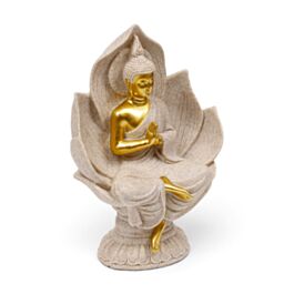 Thai Buddha - Homokkő & Arany - Ülő Buddha