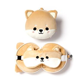 Utazópárna Szemmaszkkal, Plüss RELAXEAZZZ - Shiba Inu Kutya - Édes Állatok ADORAMALS