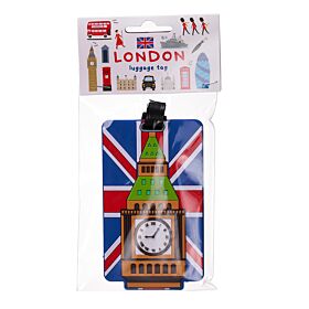 Bőröndcimke, PVC - Londoni Big Ben Angol Zászlóval Bőröndcimke, PVC - Londoni Big Ben Angol Zászlóval