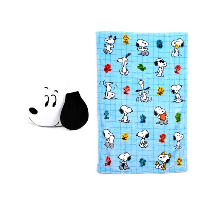 2 az 1-ben Plüss Párna & Takaró - Snoopy & Woodstock - Peanuts - Blankeazzz