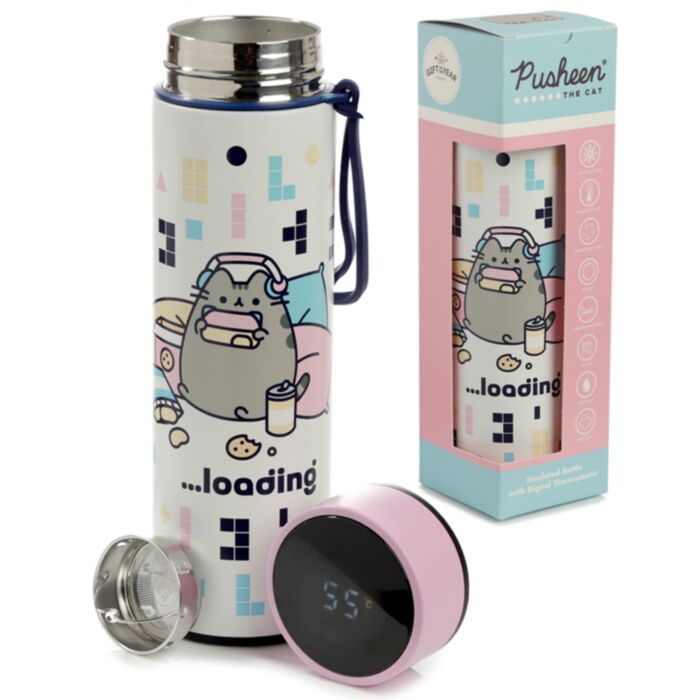 Thermo Kulacs, Digitális Hőmérővel 450ml - Gamer Pusheen Macska