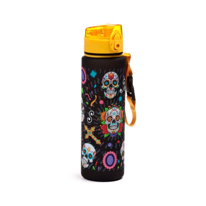 Kulacs 600ml, Csőrös, Ütésálló - Day of the Dead - Mexikói Koponyák