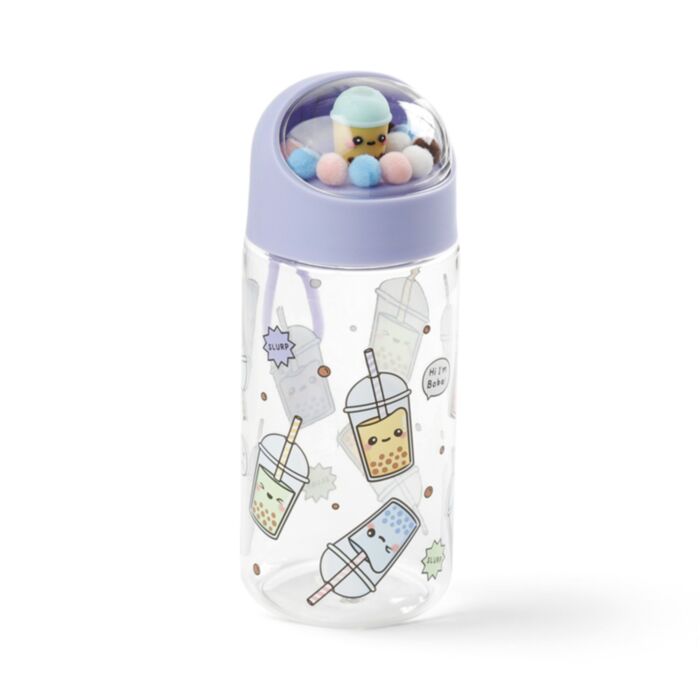 Kulacs Pomponos Tetővel, Gyerekeknek, Ütésálló 350ml - Bubble Tea - Foodiemals
