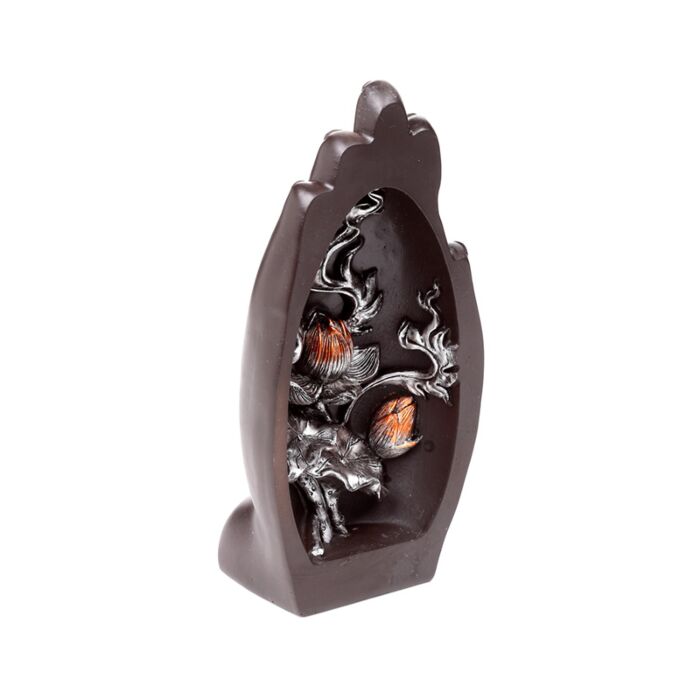 Kézbe Vésett Ezüst & Fekete Színű Lótuszvirág