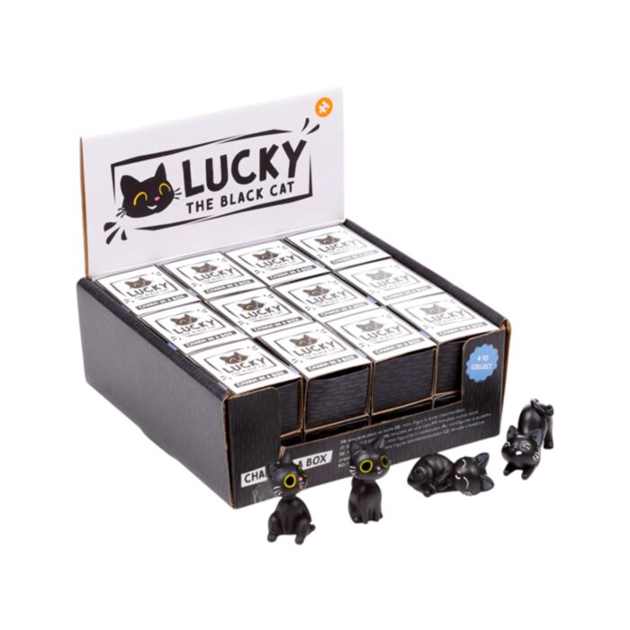 Lucky, a Fekete Macska Figura - Ajándékdobozkában