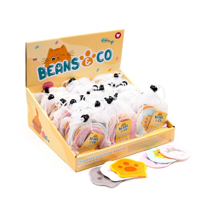 Mosható Arctisztító/Sminklemosó Párna Szett, 6 db-os - Beans & Társai Macskák