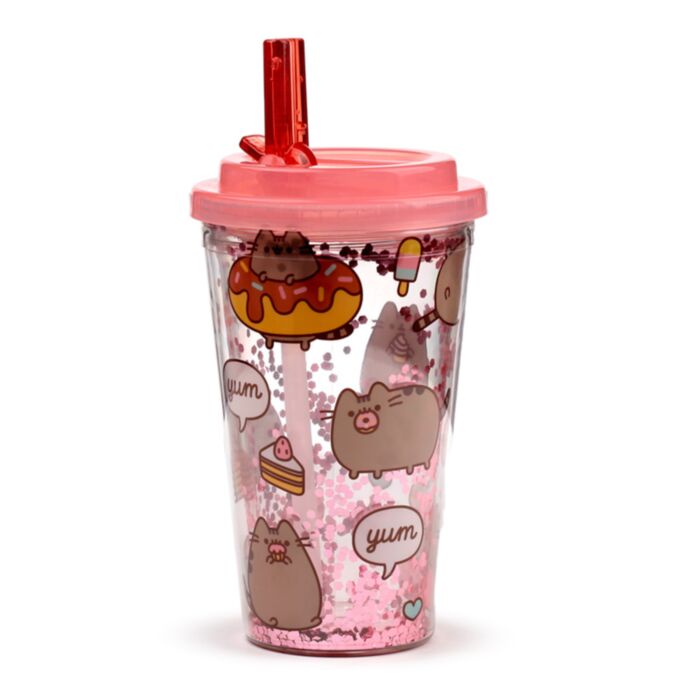 Pohár Tetővel és Szívószállal - Ínyenc Pusheen Macska