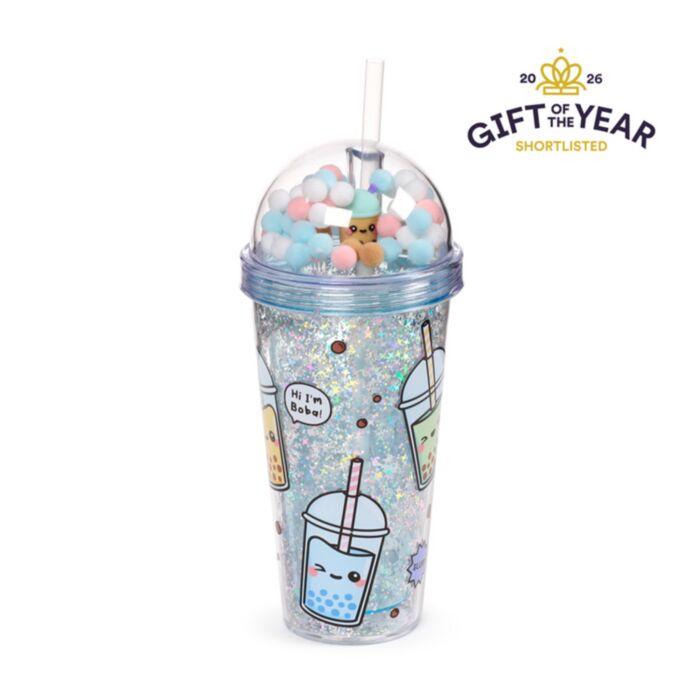 Pohár Pomponos Tetővel és Szívószállal - Bubble Tea - Foodiemals