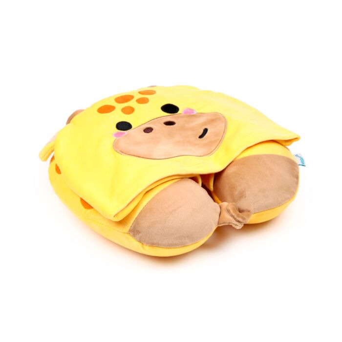 Kapucnis Utazópárna HOODEAZZZ, Memory Foam - Zsiráf - Édes Állatok ADORAMALS