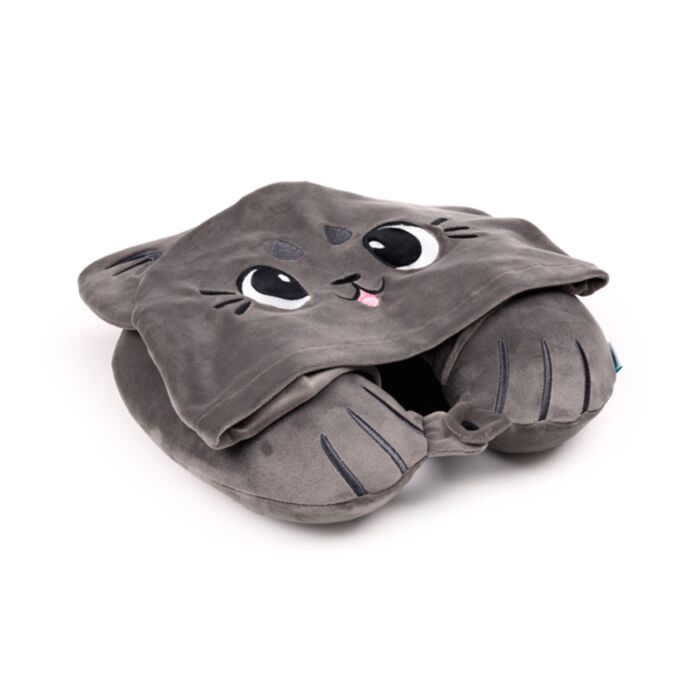 Kapucnis Utazópárna HOODEAZZZ, Memory Foam - Beans & Társai Macskák