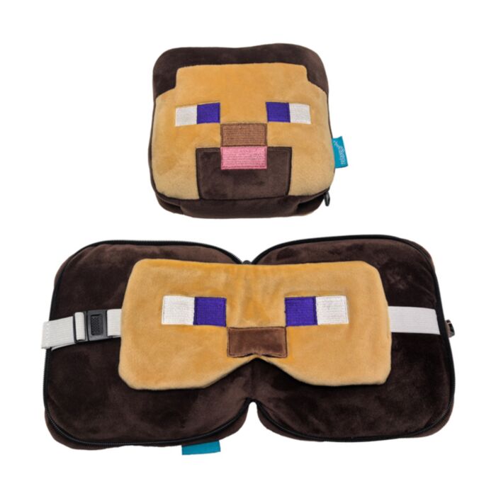 Utazópárna Szemmaszkkal, Plüss RELAXEAZZZ - Steve - Minecraft