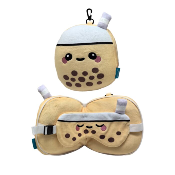 Utazópárna Szemmaszkkal, Plüss RELAXEAZZZ - Bubble Tea - Foodiemals