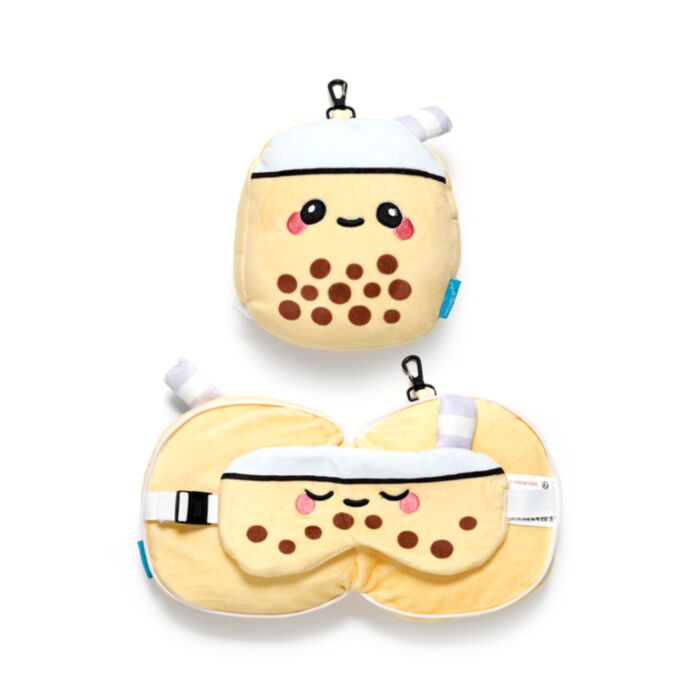 Utazópárna Szemmaszkkal, Plüss RELAXEAZZZ - Bubble Tea - Foodiemals