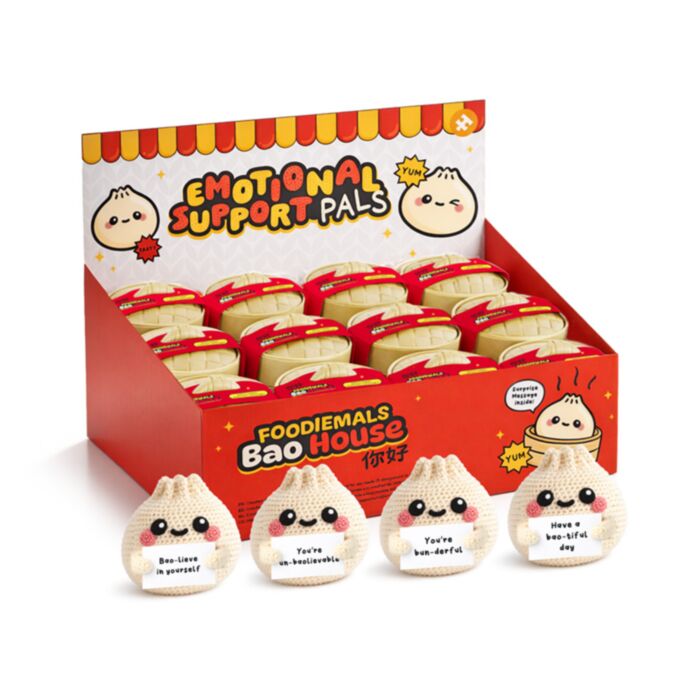 Horgolt Lelkitárs Kabala Figura Felirattal - Bao Bun Gőzgombóc - Foodiemals